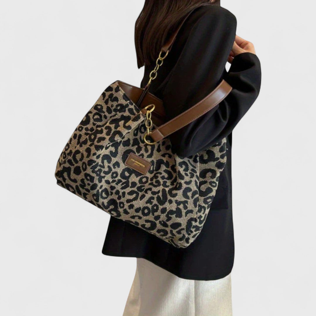 Alizée | Shoppingväska i canvas med leopardmönster