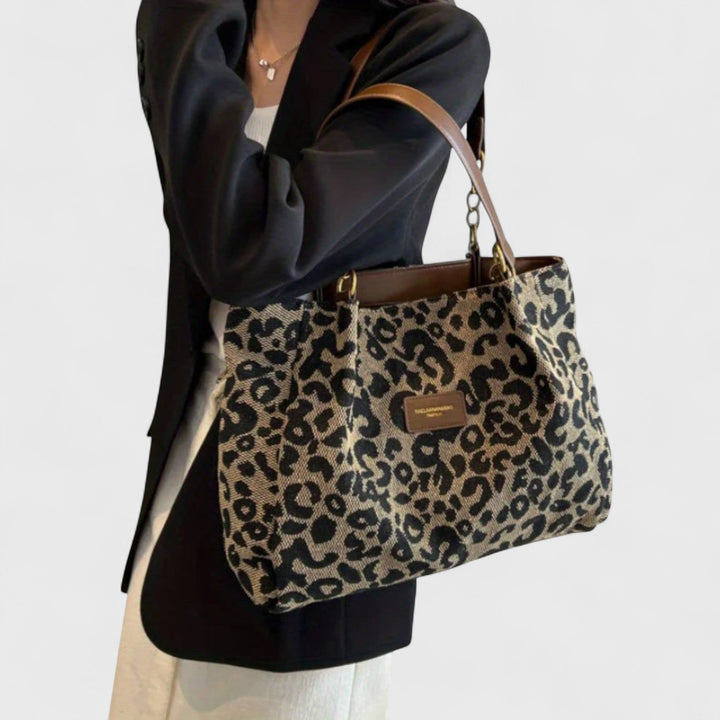 Alizée | Shoppingväska i canvas med leopardmönster