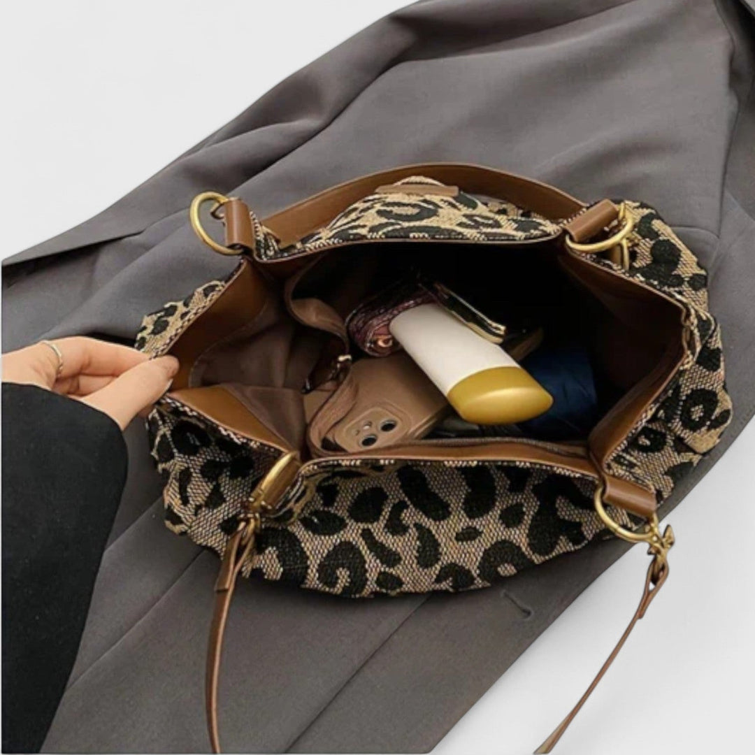 Alizée | Shoppingväska i canvas med leopardmönster