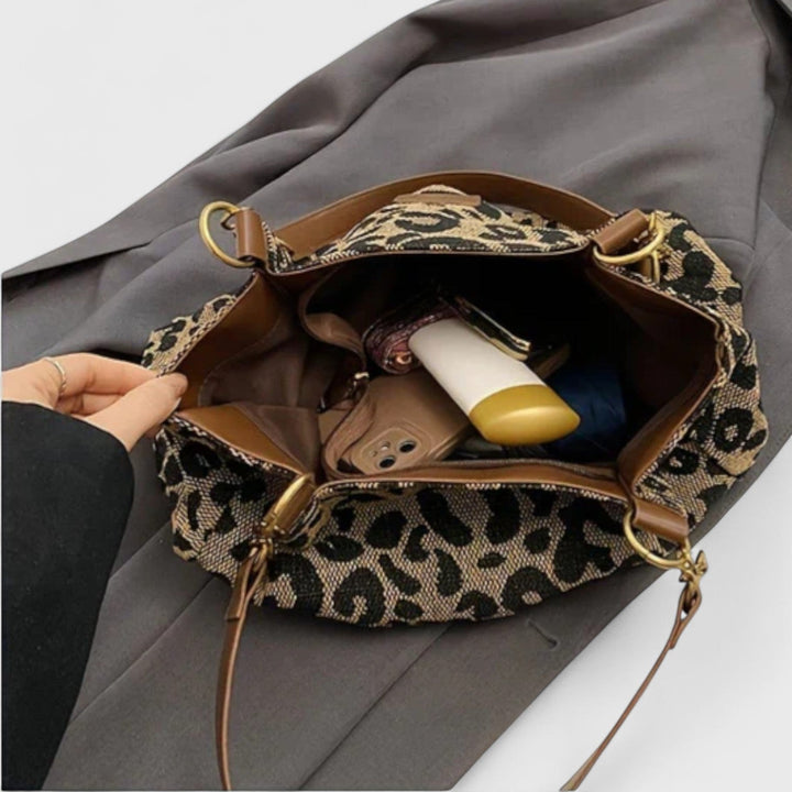 Alizée | Shoppingväska i canvas med leopardmönster