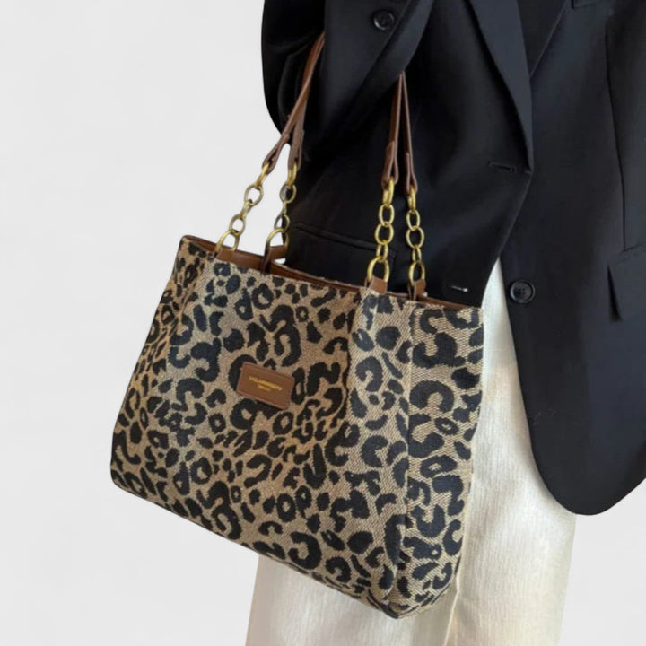 Alizée | Shoppingväska i canvas med leopardmönster